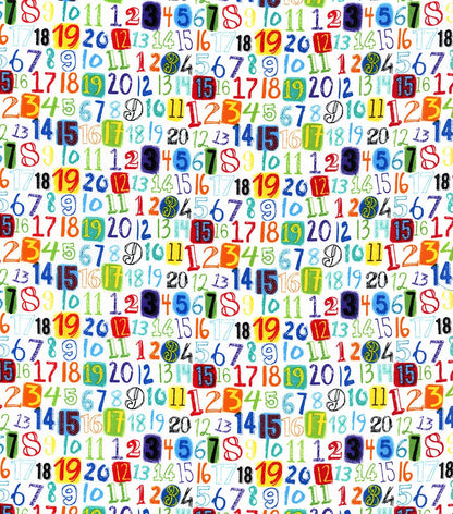 Blue Bright Numbers Novelty Cotton Fabric