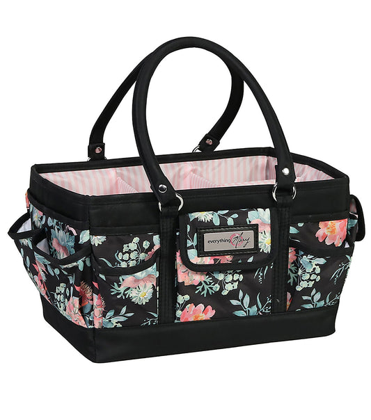 Everything Mary 13 Black Floral Collapsible Deluxe Store   Tote