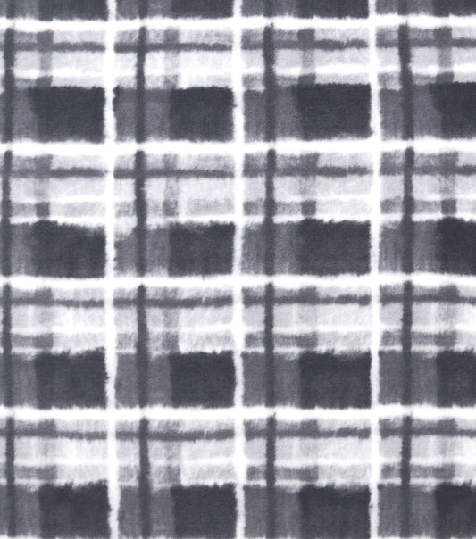 Black   White Spooky Plaid Anti Pill Fleece Fabric