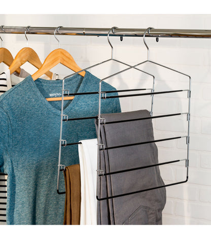 Honey Can Do 15 x 12 Chrome 5 Tier Swing Arm Pant Hangers 2pk