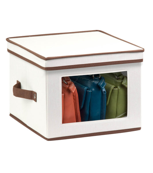 Honey Can Do 12 White   Brown Dinnerware Storage Box With Handles