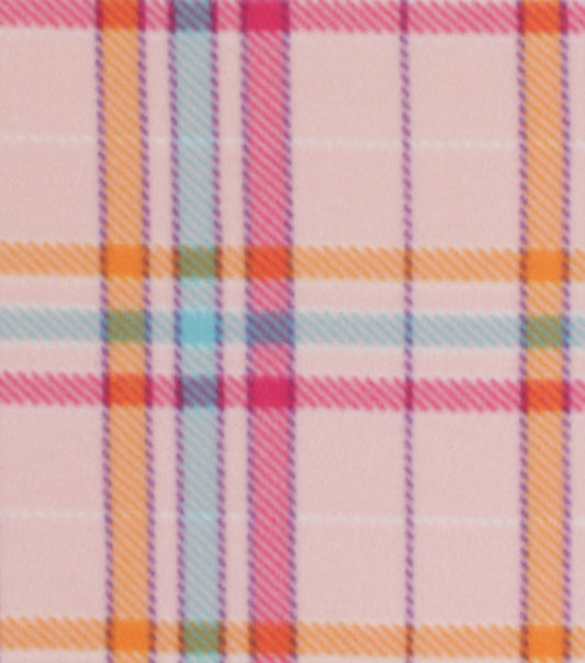 Bright Plaid On Pink Blizzard Fleece Fabric