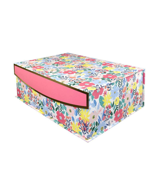 14 x 10 Multicolor Flower Garden Pink Flip Top Box by Place   Time