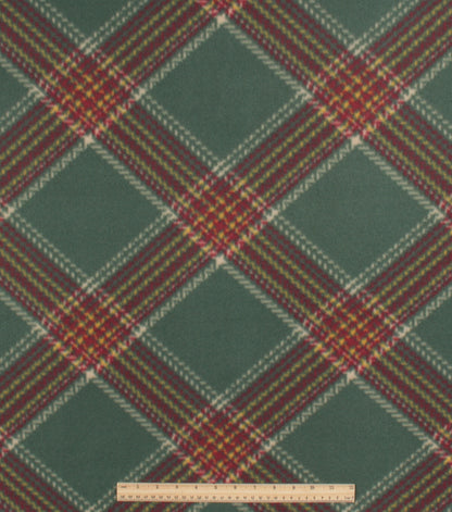 Green Diagonal Plaid Blizzard Fleece Fabric