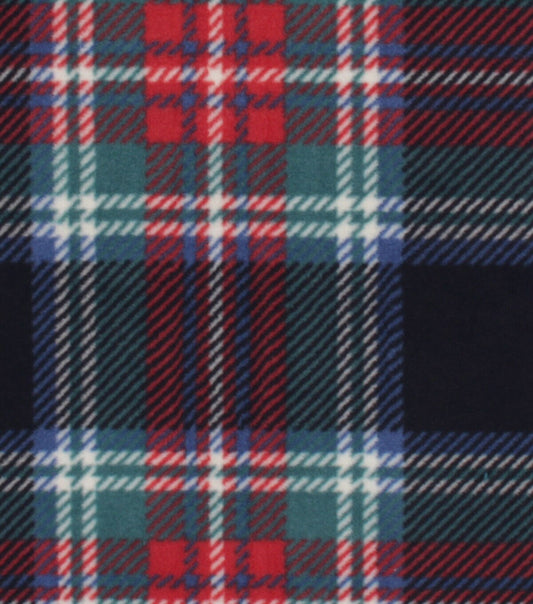 Navy   Red Tartan Plaid Anti Pill Fleece Fabric