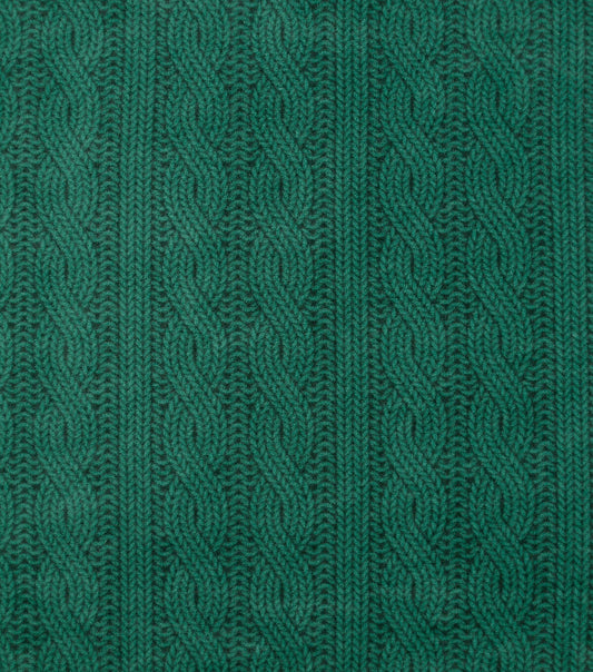 Green Cable Knit Anti Pill Fleece Fabric