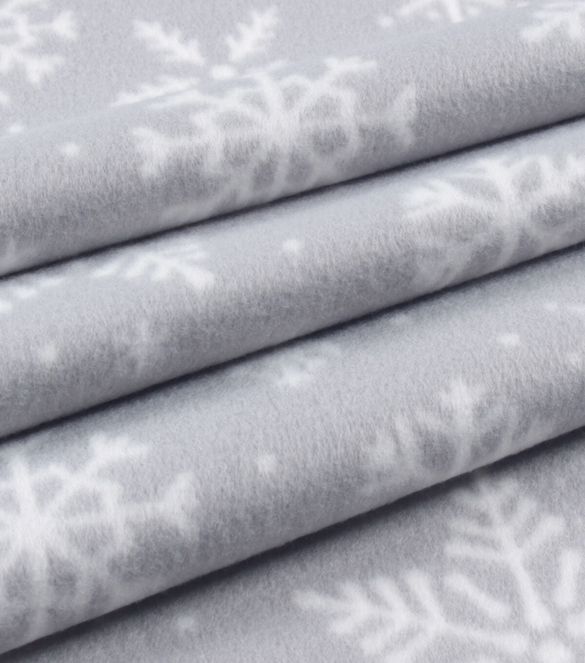 Gray Snowflake Blizzard Fleece Fabric