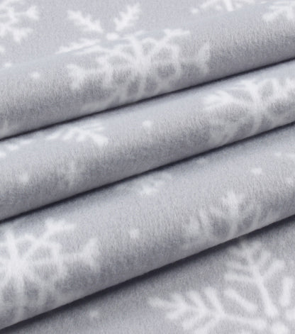Gray Snowflake Blizzard Fleece Fabric