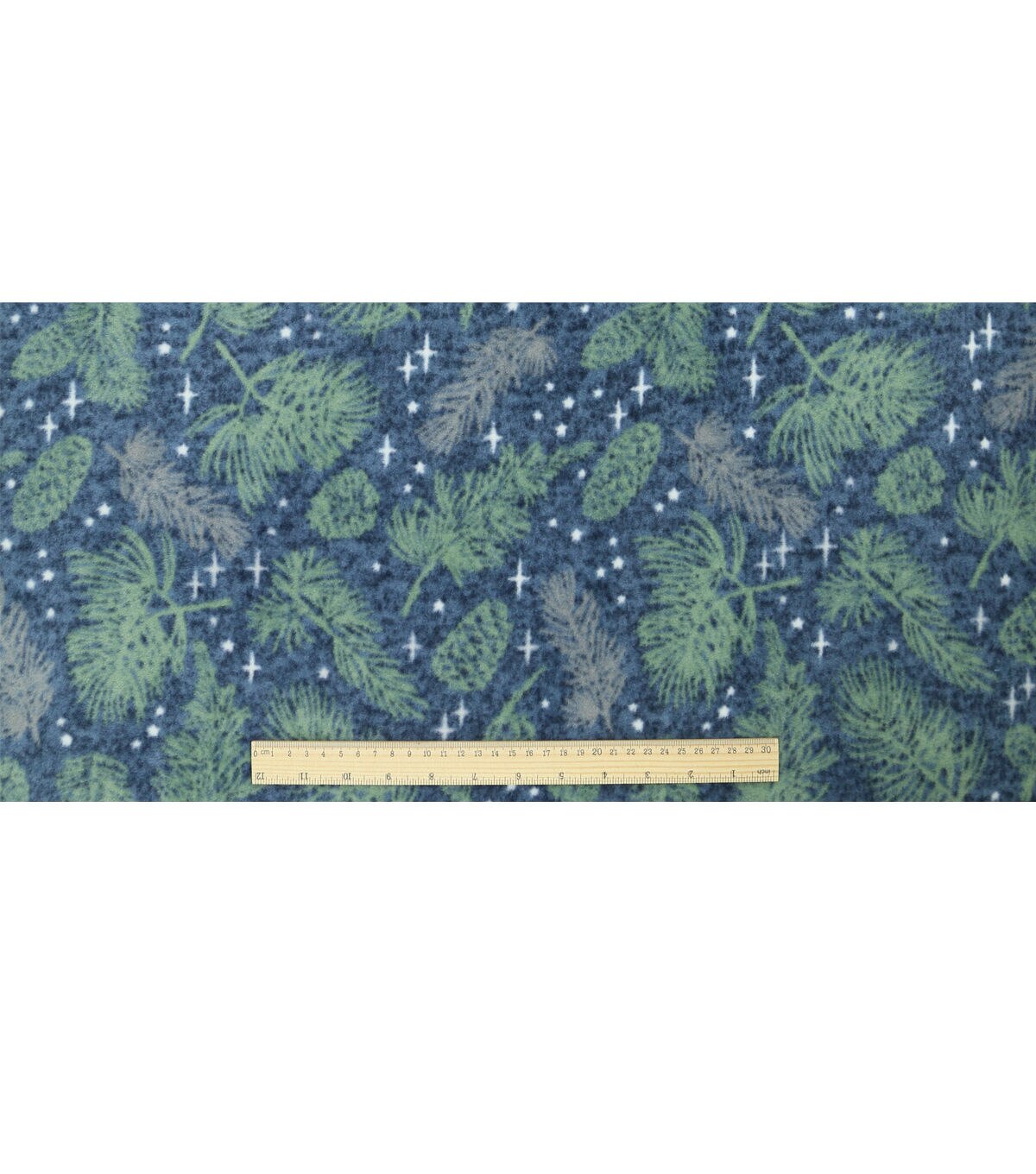 Blue Pinecone   Needles Luxe Fleece Fabric