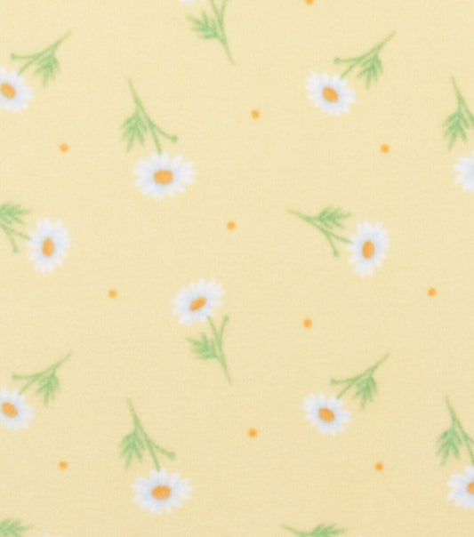 Daisy Toss on Yellow Anti Pill Plush Fleece Fabric