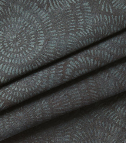 Black Dotted Circles Batik Cotton Fabric