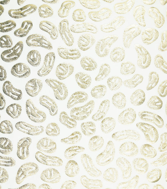 Gold Metallic Smiley Faces Pure Plush Fleece Fabric