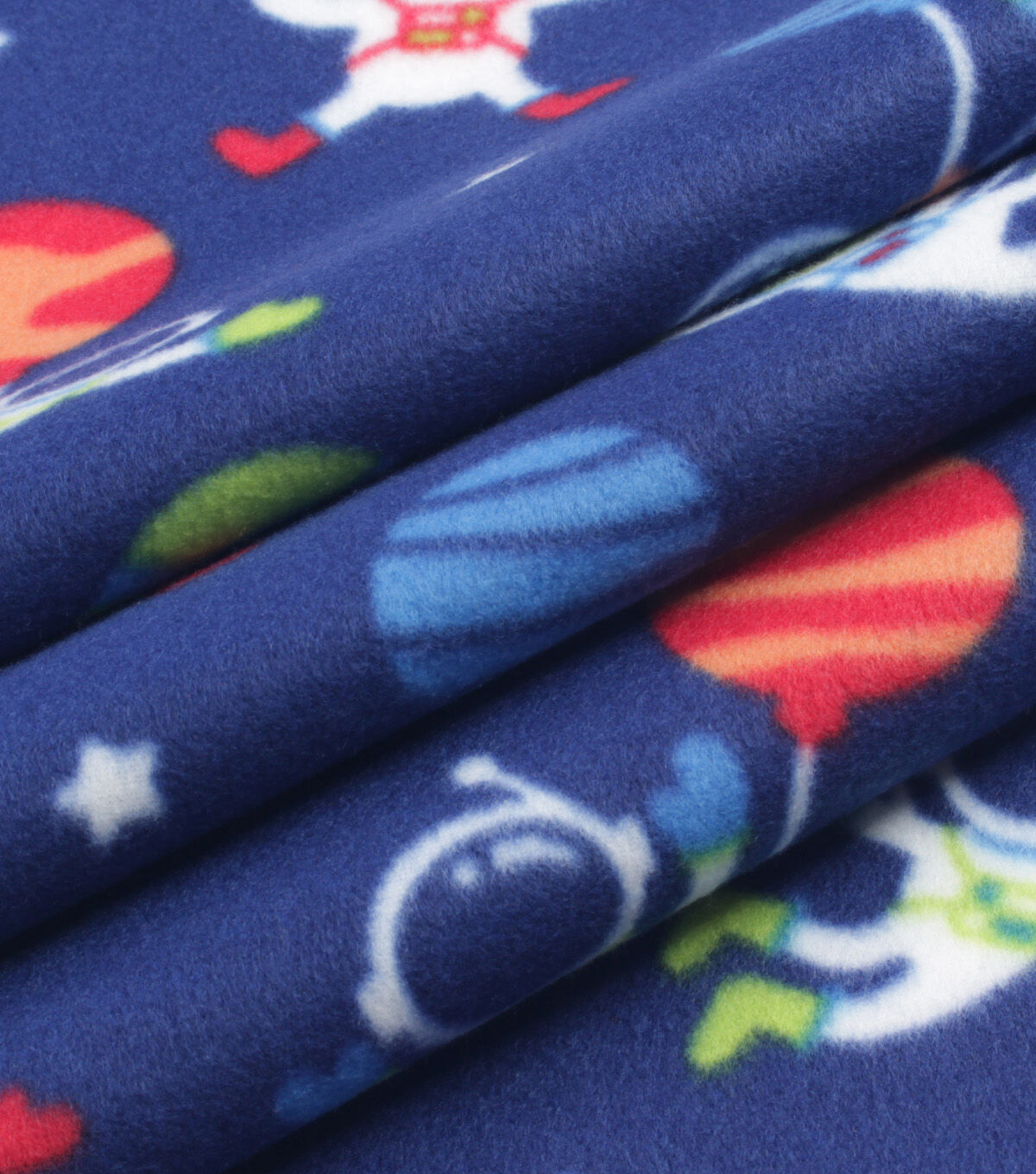 Balloon Astronaut Blizzard Prints Fleece Fabric