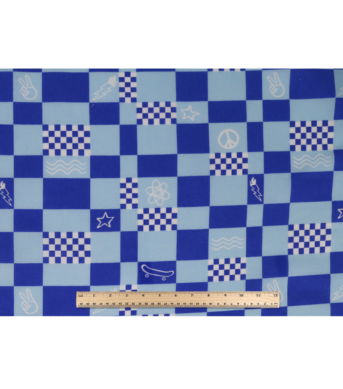 Checkerboard Blue Novelty Cotton Fabric