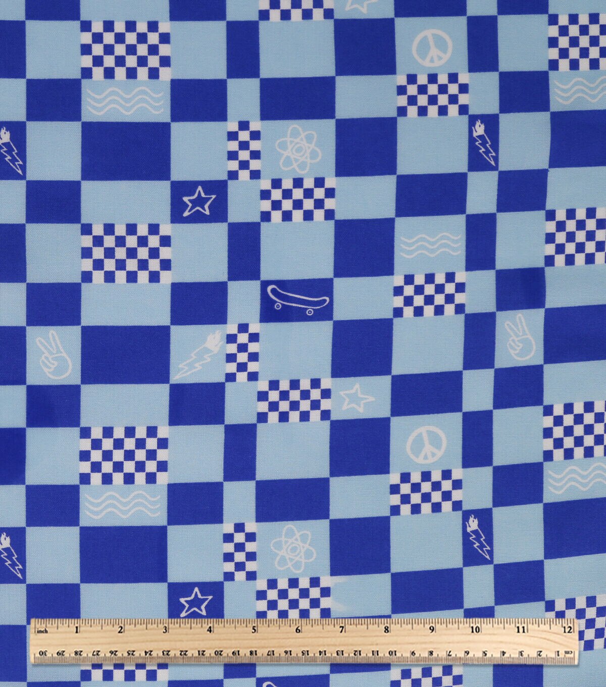 Checkerboard Blue Novelty Cotton Fabric