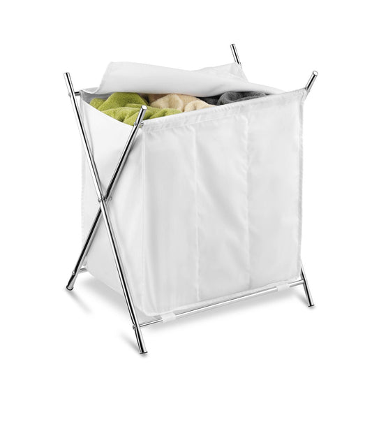 Honey Can Do 23 x 26.5 White   Chrome Folding X Frame Laundry Sorter