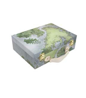 12.5 Blue   Green Map Suitcase Box by Place   Time