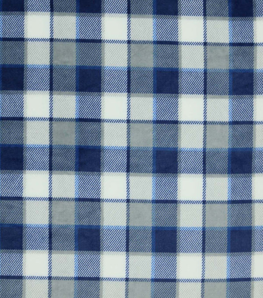 Blue   Gray Plaid Sew Lush Fleece Fabric