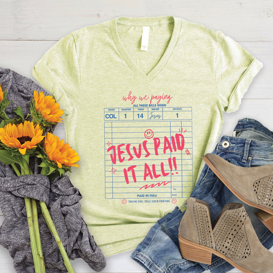 Jesus Paid It All V-Neck