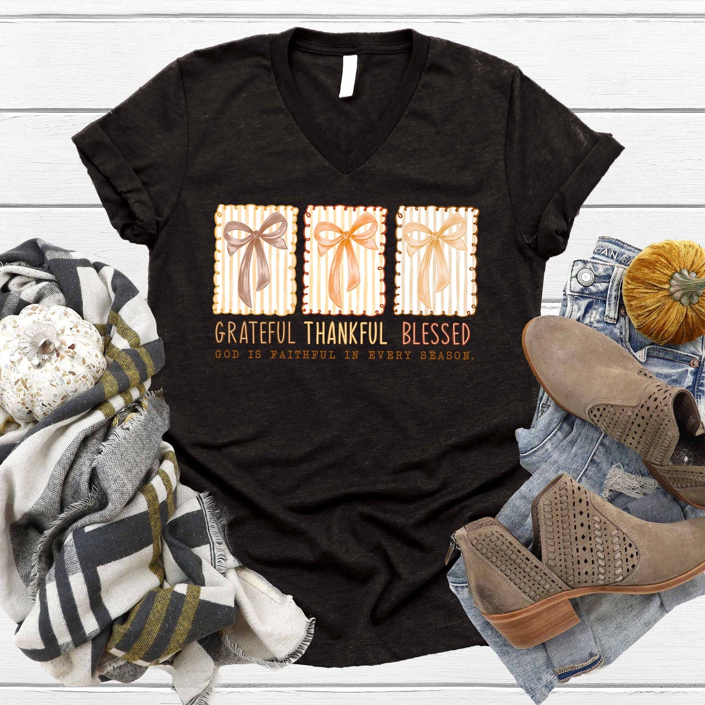 Love in Faith | Grateful Thankful Blessed V-Neck