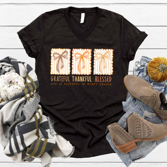Love in Faith | Grateful Thankful Blessed V-Neck