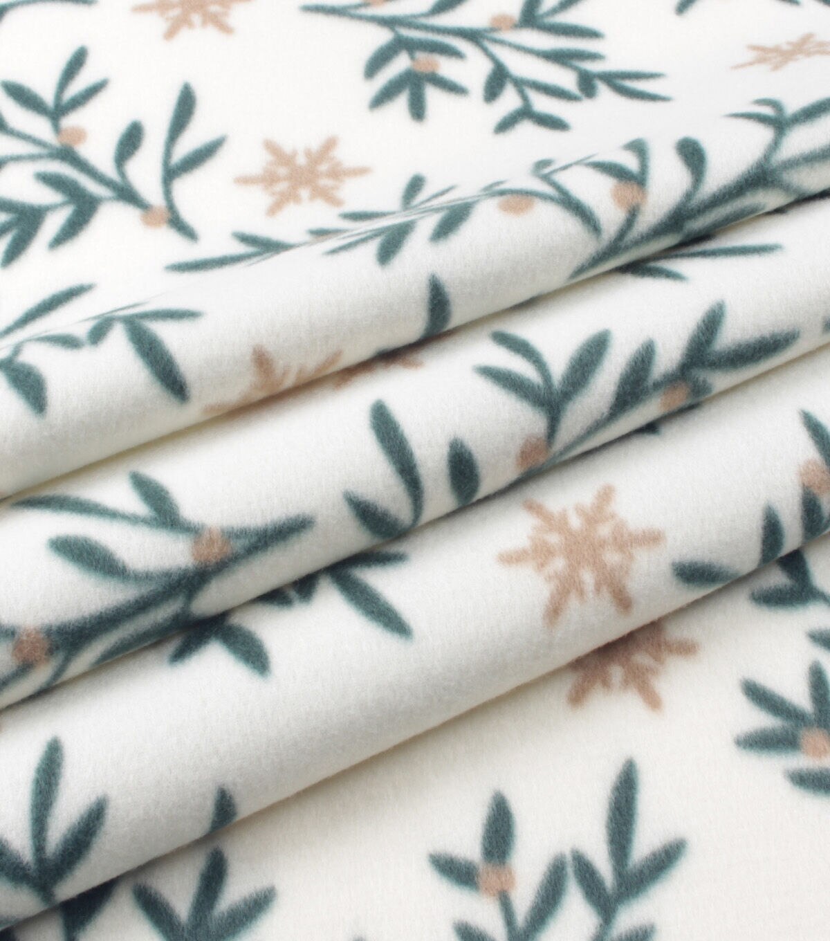 Green Mistletoe Blizzard Fleece Fabric