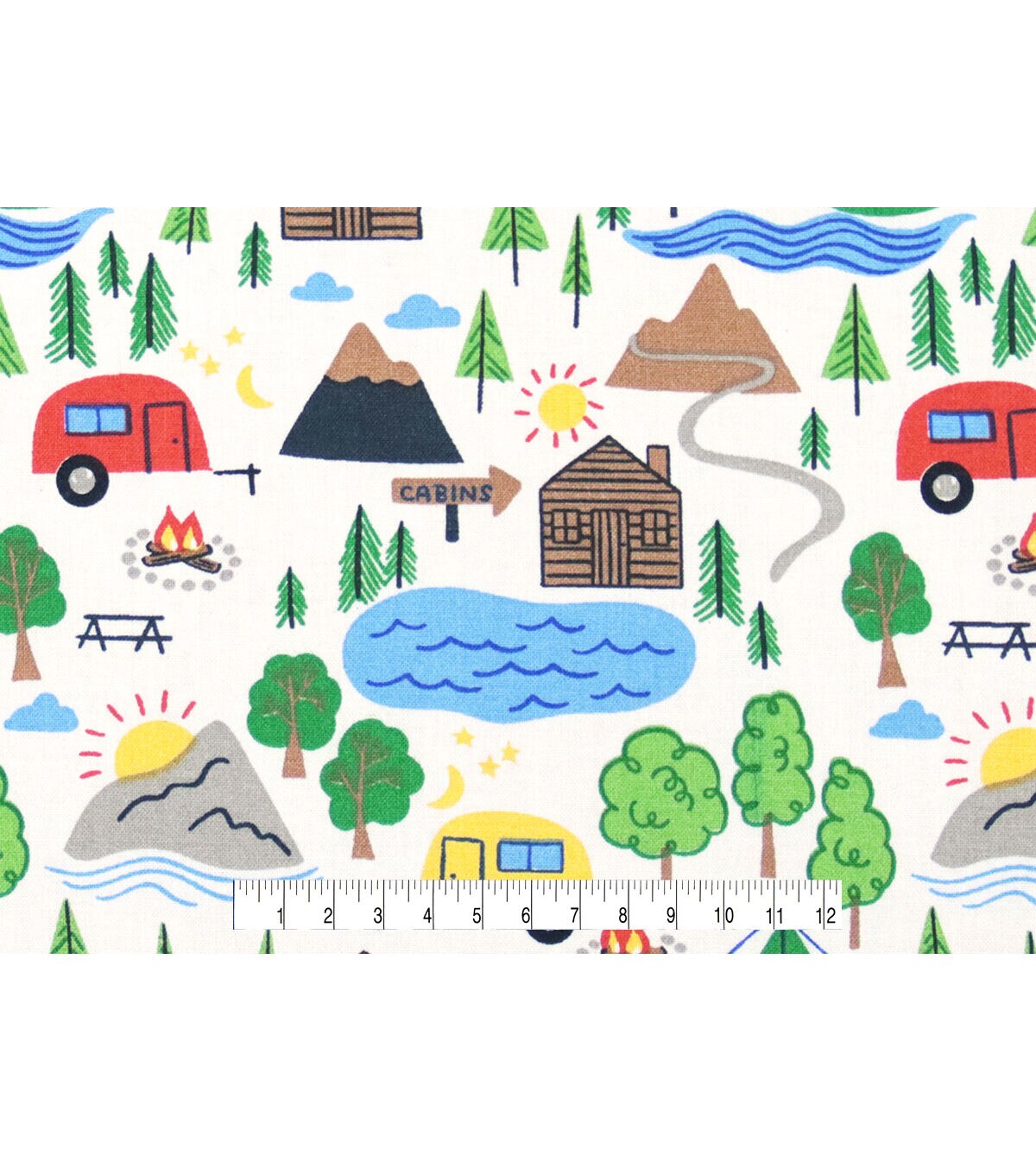 Camping Essentials Novelty Cotton Fabric