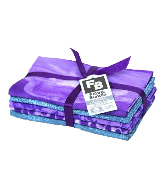 18 x 21 Teal   Purple 1 Cotton Fabric Quarters 5ct by Keepsake Calico