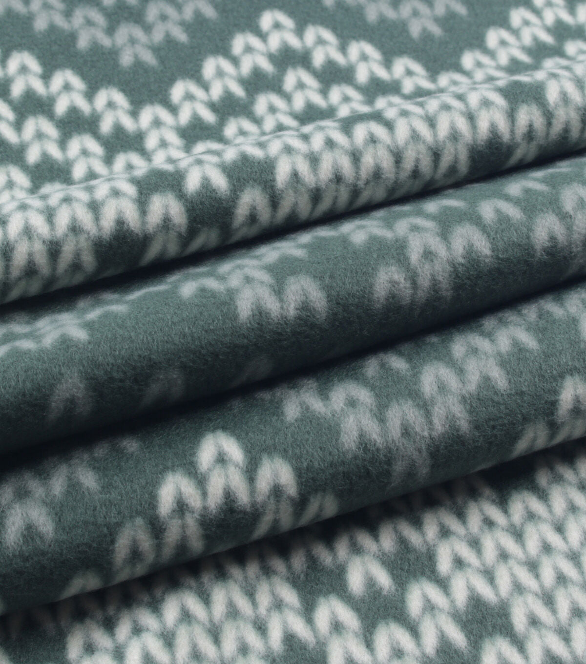 Green   White Knit Blizzard Fleece Fabric