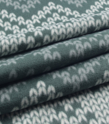 Green   White Knit Blizzard Fleece Fabric