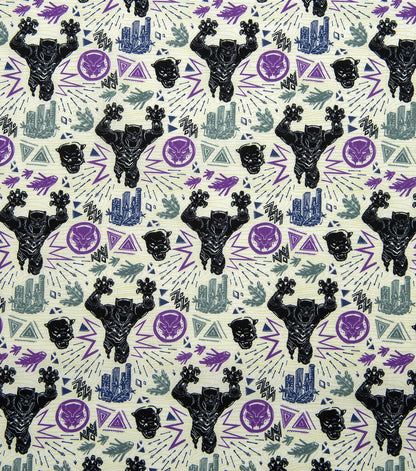 Black Panther Linocut Attack Cotton Fabric