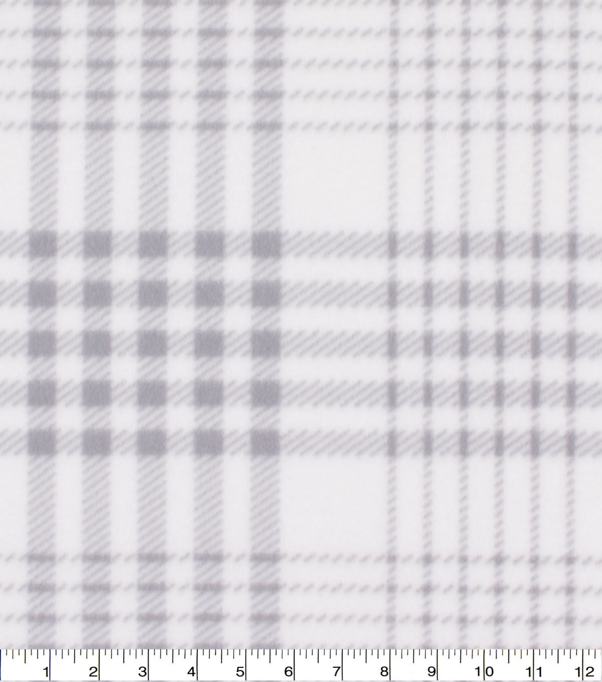 Blizzard Fleece Fabric White   Gray Plaid
