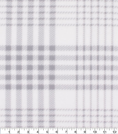 Blizzard Fleece Fabric White   Gray Plaid
