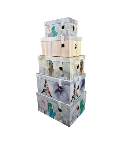 12 Landmarks Rectangle Box With Elastic Strap by Hudson 43