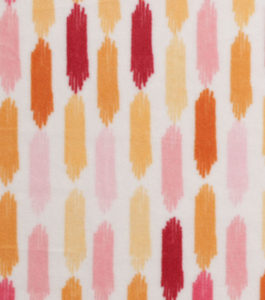 Orange   Pink Pastel Paint Strokes Anti Pill Fleece Fabric
