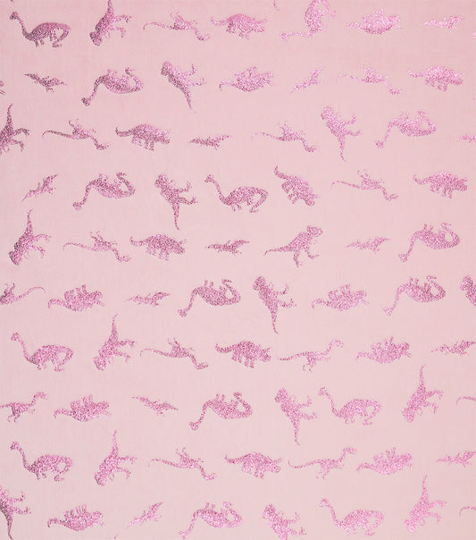 Foil Dinosaurs on Pink Pure Plush Fleece Fabric
