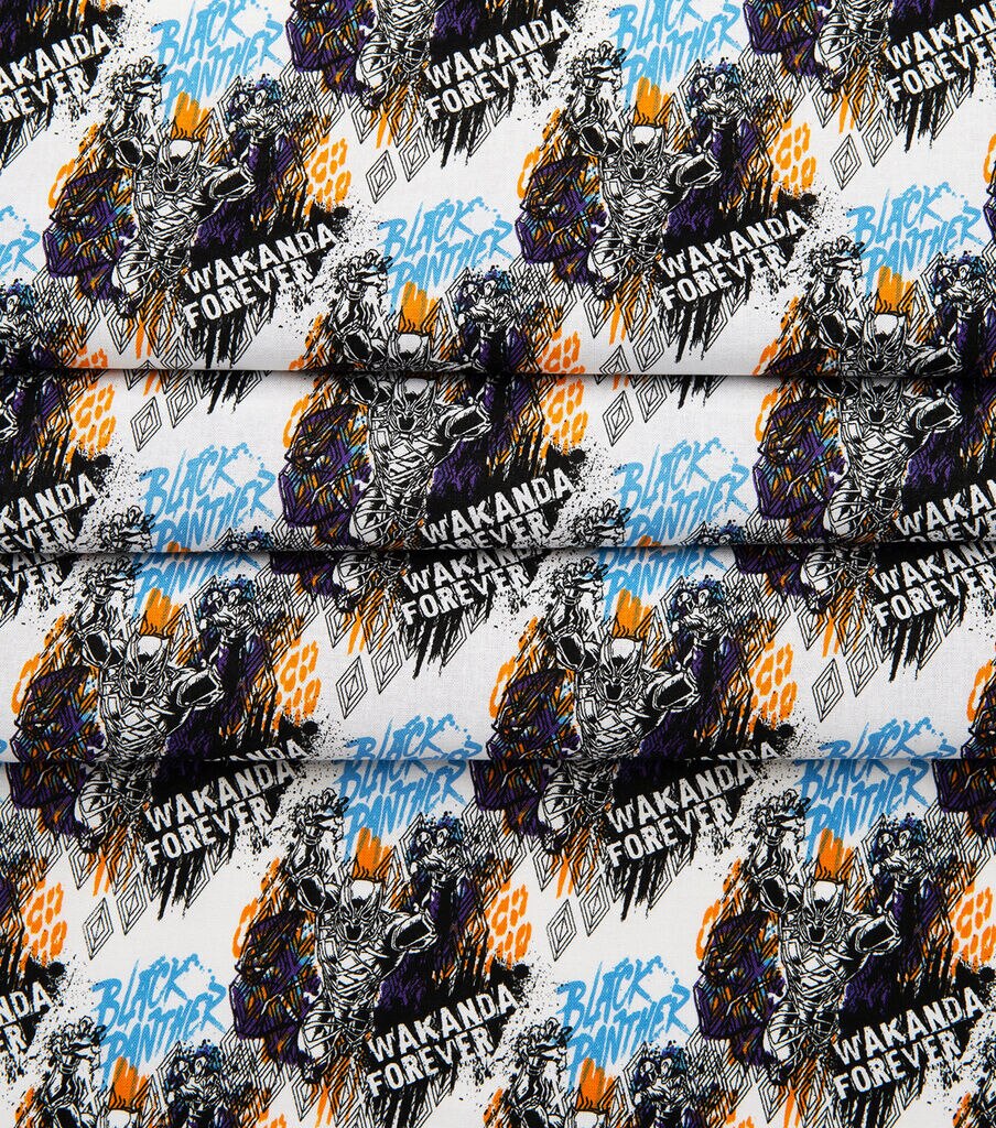 Black Panther Wakanda Grafitti Cotton Fabric