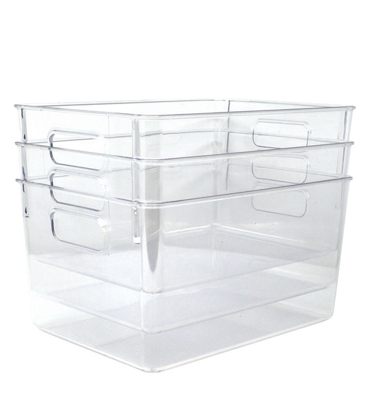11 Clear Plastic Storage Bins 3pk by Top Notch