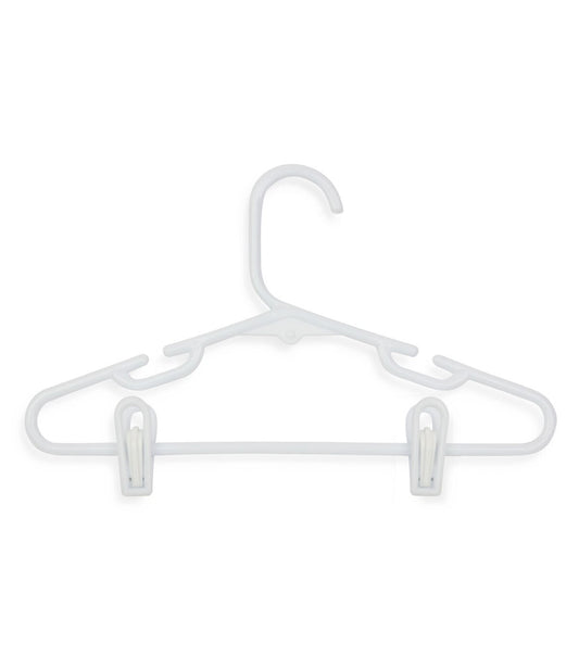 Honey Can Do 12 x 7 White Kids Clothes Hangers With Clips 18pk