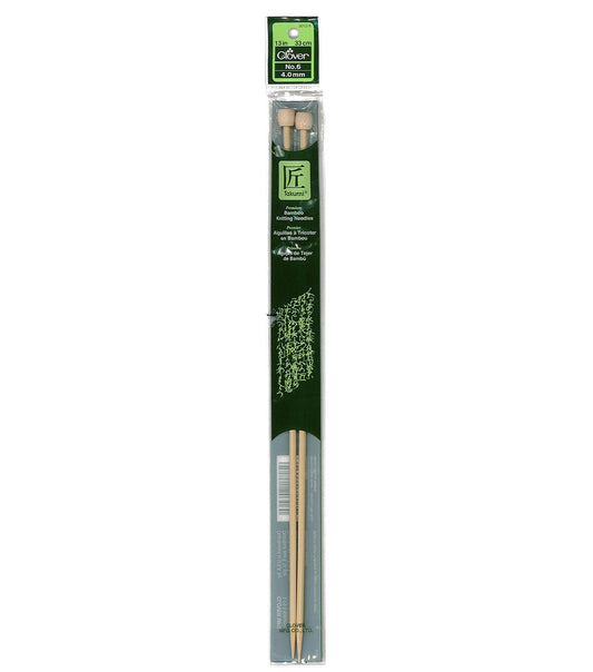 Clover 13 Bamboo Size 6 Single Point Knitting Needle Set