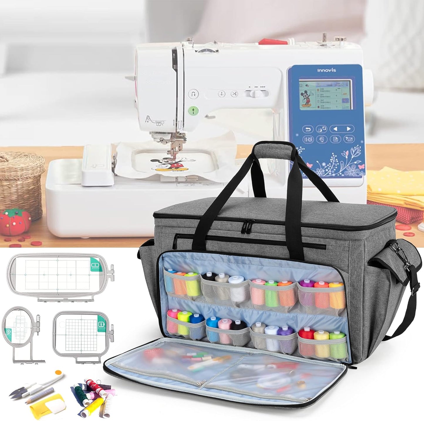 CURMIO Sewing and Embroidery Machine Carrying Case Universal Tote Bag