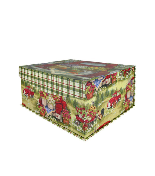 14 Red Truck With Flowers Flip Top Box by Place   Time