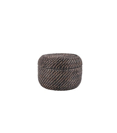 12 Brown Rattan Basket With Lid by Place   Time