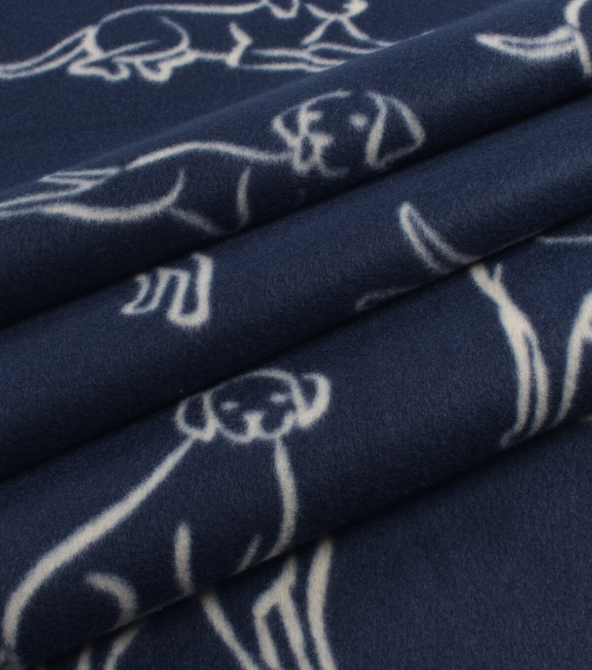 Navy Dog Blizzard Prints Fleece Fabric