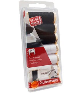 Gutermann Sew-All Thread Set   7 Spools-Black   White