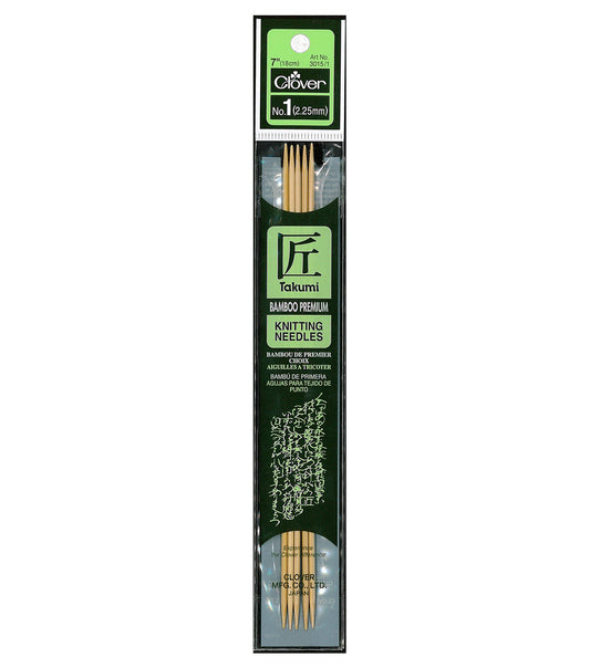 Clover 7 Bamboo 1/2.25mm Double Point Knitting Needle Set 5ct