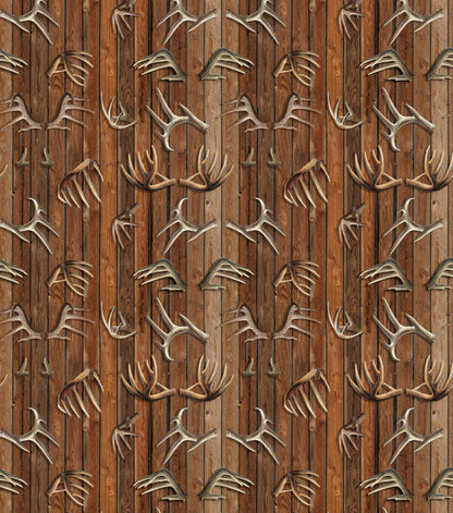 Brown Antlers Novelty Cotton Fabric