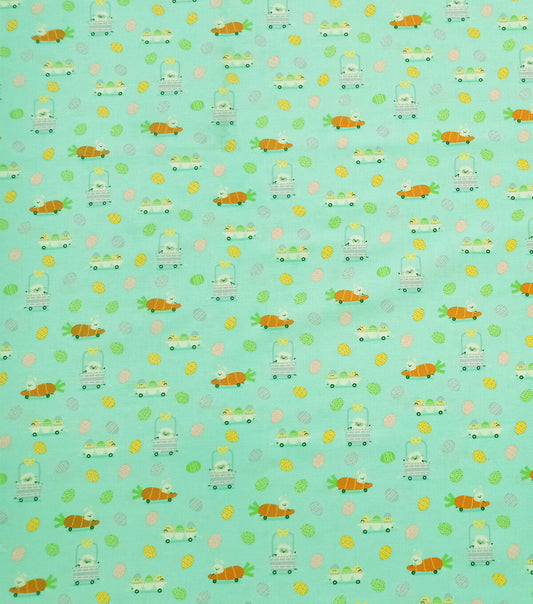 Carrot Mobiles on Green Easter Cotton Fabric