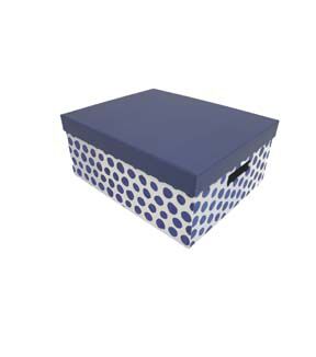 13.5 Blue Dots Rectangle Box With Cut Out Handles by Place   Time