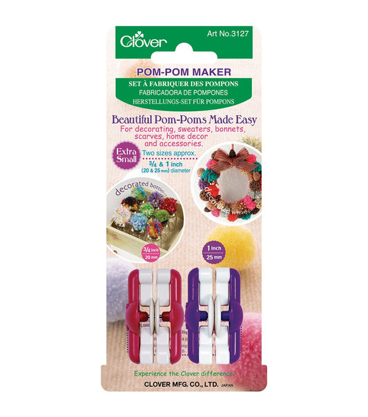 Clover Pom Pom Maker Extra Small 2 Pkg 3/4 1
